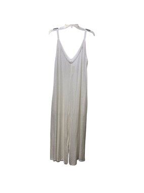 Myrah Penaloza White Linen Jumpsuit Wide-Leg Design Size S